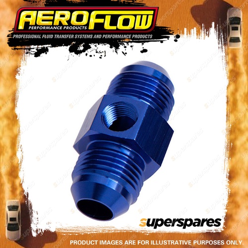 Aeroflow Male To Male With 1/8" NPT Adapter Port Blue Straight -3 AN