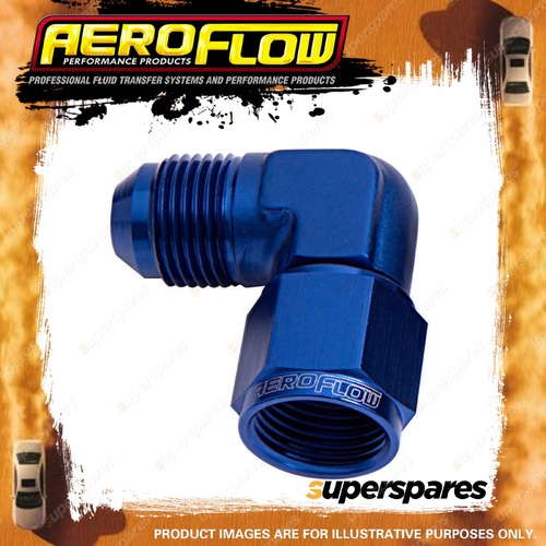 Aeroflow 90 Degree Female / Male Flare Adapter - Blue Finish -6 AN