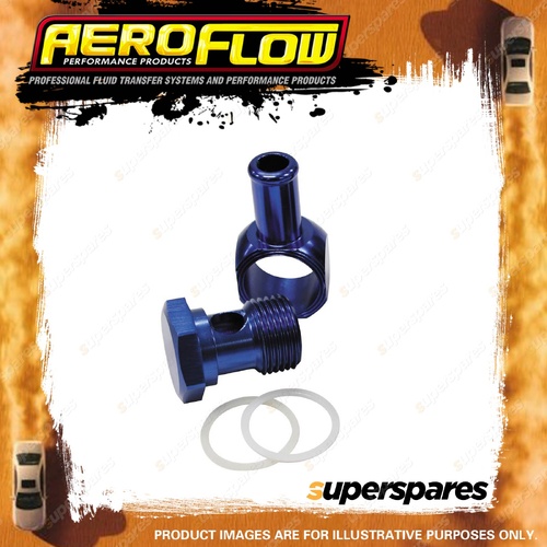 Aeroflow Alloy Banjo With Bolt 5/8" To 3/8" Blue for Edelbrock Carb