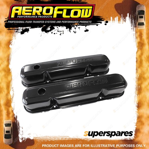 Aeroflow Brand Steel Valve Covers for Chrysler Sb Black With Aeroflow Logo