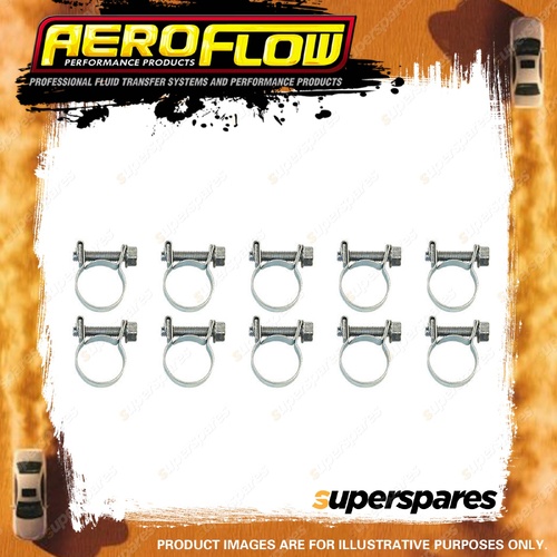 Aeroflow Efi Hose Clamps 1/4" 10 Pack Adjustable From 9mm To 11Mm