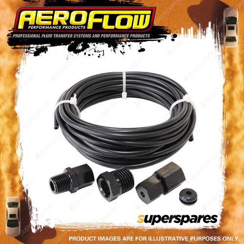 Aeroflow Brand Complete 1/8" Nylon Tubing Kit Black With Black Fitting