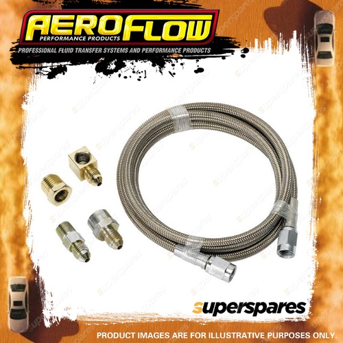 Aeroflow Brand Stainless Steel Braided Line Gauge Kit -3AN 6 Ft Hose