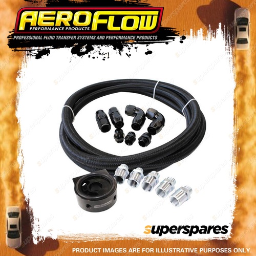 Aeroflow Oil Cooler Line Kit 3M Braided Hose Oil Filter Sandwich Plate