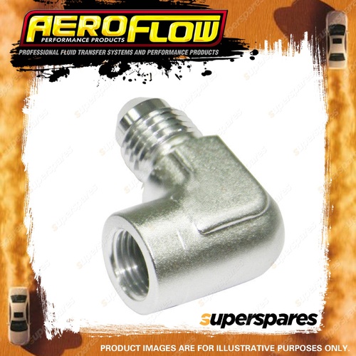 Aeroflow 90 Degree Female NPT To Male Adapter 1/8" To -4AN Silver Finish