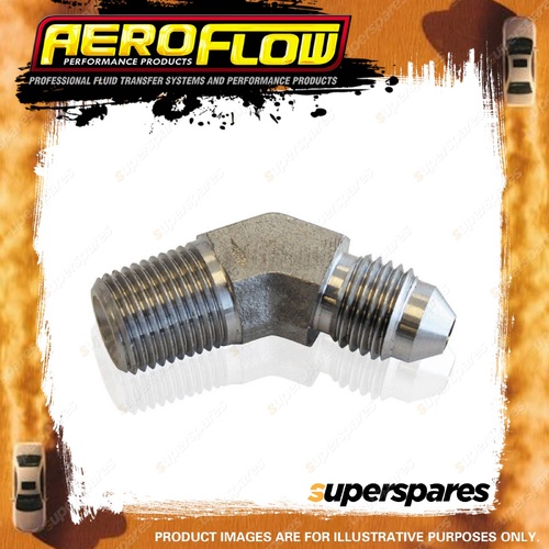 Aeroflow Stainless Steel 45 Degree NPT Male To AN Fitting 1/8" NPT To Male -4AN