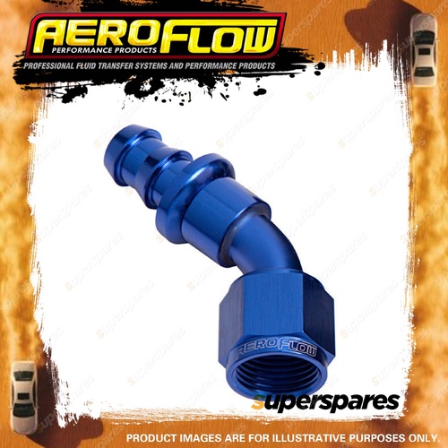 Aeroflow Brand 400 Series Push Lock Hose End Blue 45 Degree -8 AN