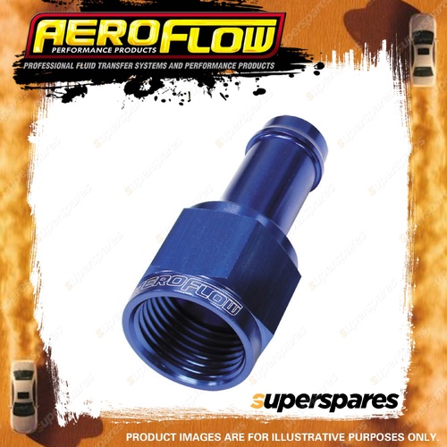 Aeroflow Straight Female Hose Barb Fitting 3/8 Inch To -6 AN Blue Finish