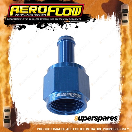 Aeroflow Straight Female Hose Barb Fitting 3/8" To -8 AN Blue Finish