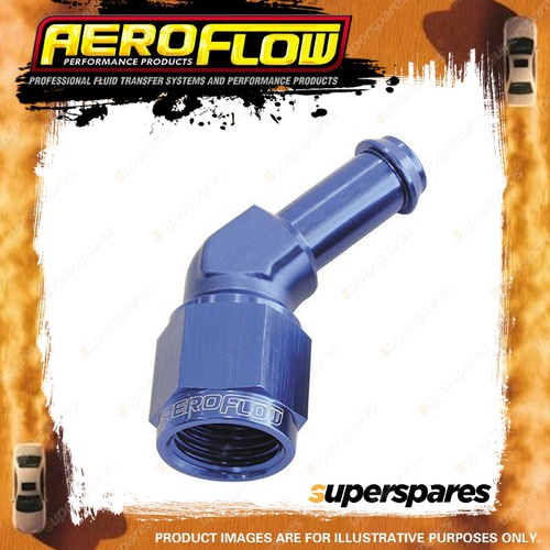 Aeroflow 45 Degree Hose Barb Pipe Fitting -6 AN To 5/16" 7.93mm Blue Finish