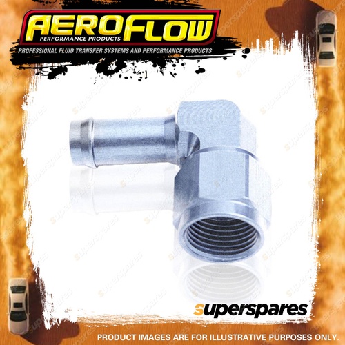 Aeroflow 90 Degree Hose Barb Pipe Fitting 5/16 To -6 AN Silver Finish