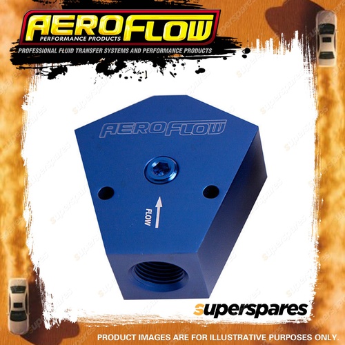 Aeroflow Billet Y-Block With 1/8" NPT Port - 3/8" To 3/8" Blue Finish