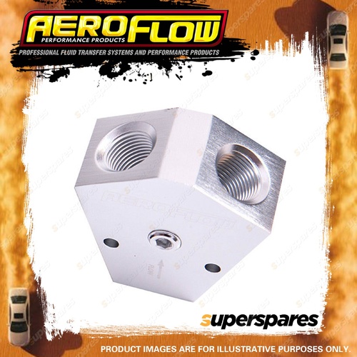 Aeroflow Billet Y-Block With 1/8" NPT Port - 1/2" To 1/2" Silver Finish