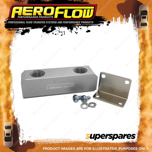 Aeroflow Fuel Block Log Type -10Orb Silver 2 X-10 Side 2X -10 Top AF452-10S