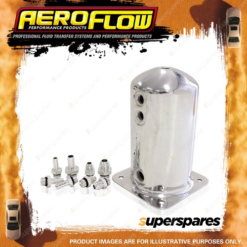 Aeroflow Surge Tank 2.5L Spun Alloy 3X3/8 1X1/2 Or 3X -6An 1X -8An