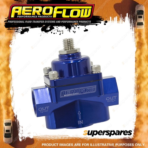 Aeroflow Billet 2-Port Fuel Pressure Regulator With -8 ORB Ports Blue AF49-3000