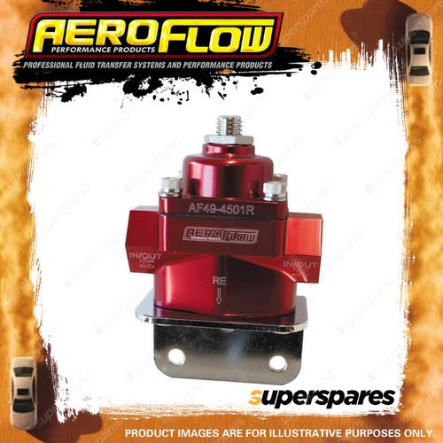 Aeroflow Billet Bypass 2-Port Fuel Pressure Regulator With -8 ORB Ports Red