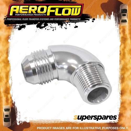 Aeroflow 90 Degree NPT To AN Full Flow Adapter 3/8" To -6 AN Silver