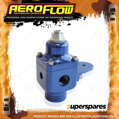 Aeroflow Billet 2 Port Carburettor Fuel Pressure Regulator -8 ORB Blue Finish