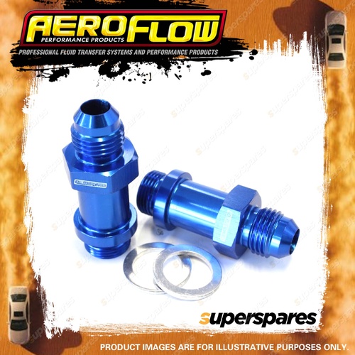 Aeroflow Carburettor Adapter 9/16"-24 To -6 AN Long Short Blue Finish