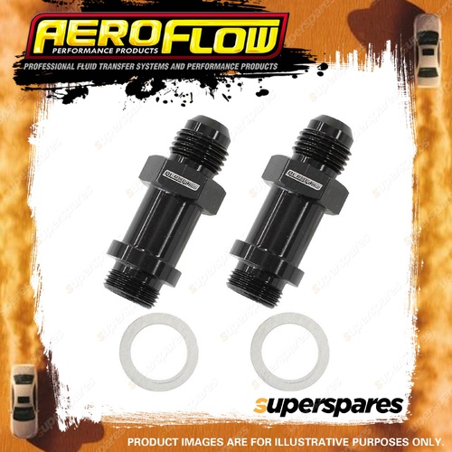 Aeroflow Carburettor Adapter Fitting 9/16"-24 To -6 AN Long Black Finish