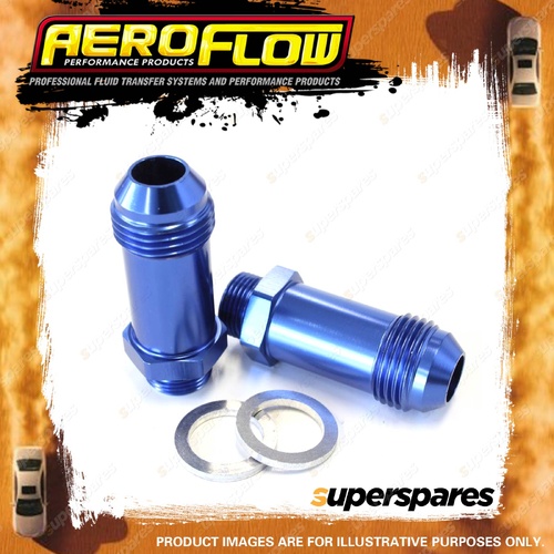 Aeroflow Carburettor Adapter Fitting 9/16"-24 To -8 AN Short Blue Finish