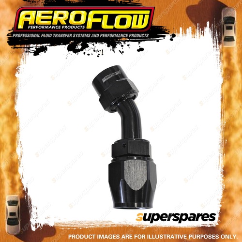 Aeroflow 45 Degree Kryptalon One Piece Full Flow Swivel Hose End Black -4 AN