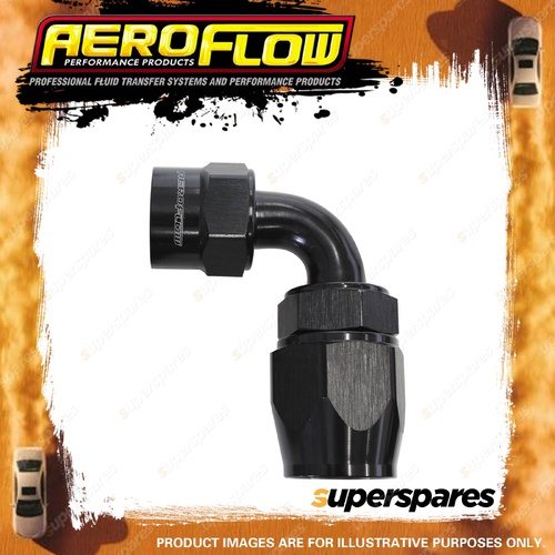 Aeroflow 90 Degree Kryptalon One Piece Full Flow Swivel Hose End Black -10 AN