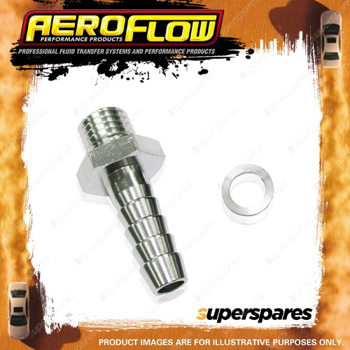 Aeroflow Metric To Barb Adapter M12 x 1.5mm to 5/16" Silver Finish