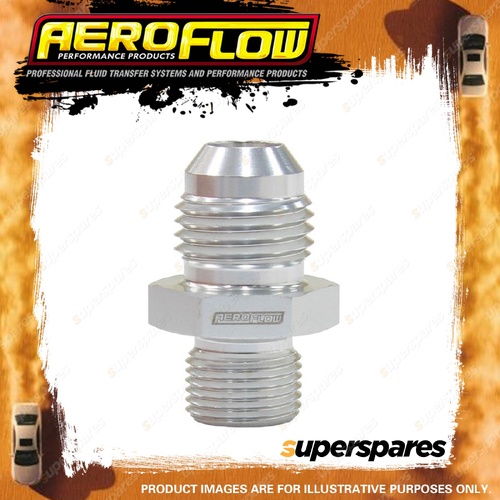 Aeroflow Metric To Male Flare Adapter M12 x 1.0mm to -6 Silver Finish