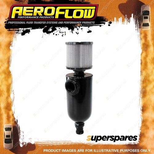 Aeroflow Breather Tank Black Single -12 ORB Port And Stainless Steel Breather