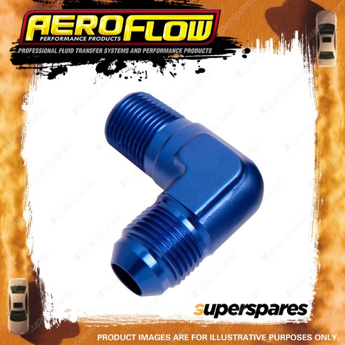 Aeroflow 90 Degree NPT To Male Flare Adapter Fitting 1/2" To -10 AN Blue