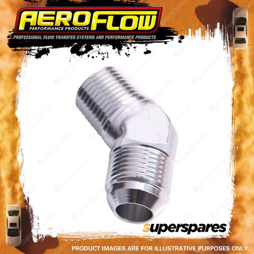 Aeroflow 45 Degree NPT To Male Flare Adapter Fitting 1/8" To -3AN Silver