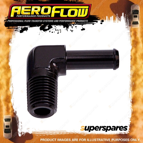 Aeroflow Male NPT To Barb 90 Degree Adapter Fitting 1/8" To 3/16" Black