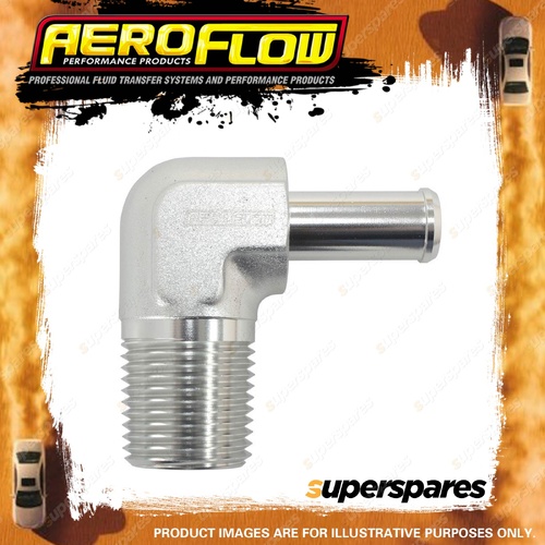 Aeroflow Male NPT To AN Barb 90 Degree Adapter 3/8"To -6 AN Hose Silver Finish