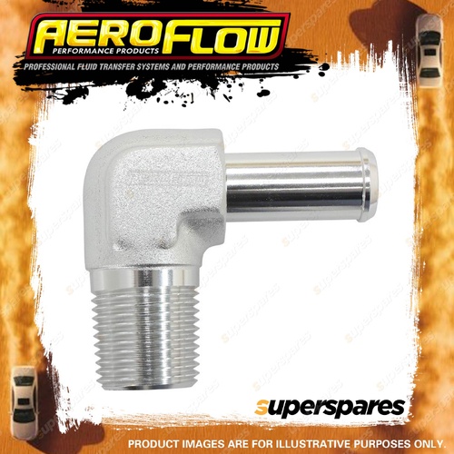 Aeroflow Male NPT To AN Barb 90 Degree Adapter 3/8"To -8 AN Hose Silver Finish