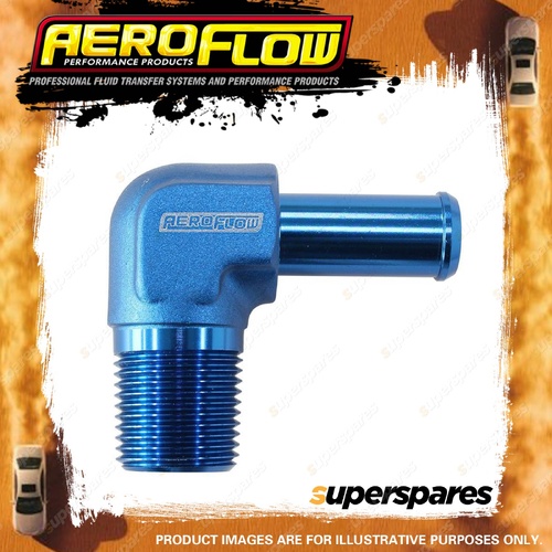 Aeroflow Male NPT To AN Barb 90 Degree Adapter 1/2"To -10 AN Hose Blue Finish