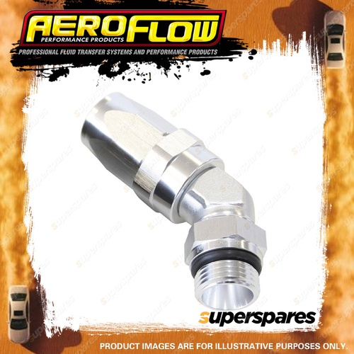 Aeroflow 45 Degree Taper Forged Male Adapter Orb Hose End -6 to -6 AN Silver