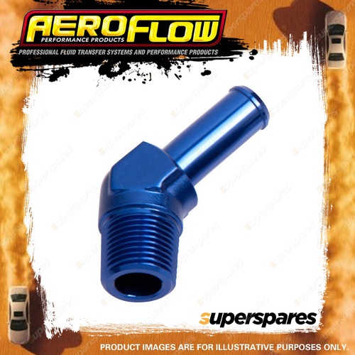 Aeroflow Brand 45 Degree 1/8" NPT To 5/16" Barb Blue Finish Hose Fitting