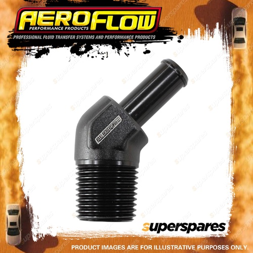 Aeroflow Male NPT To 45 Degree AN Hose Barb 3/8"To -6 100/450 Series Hose Black