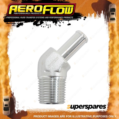 Aeroflow Male NPT To 45 Degree AN Hose Barb 3/8"To -6 100/450 Series Hose Silver