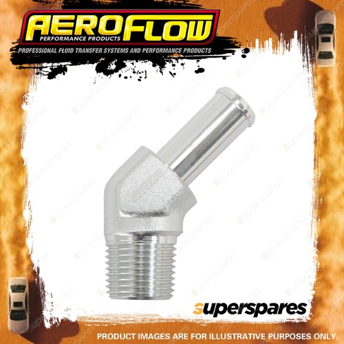 Aeroflow Male NPT To 45 Degree AN Hose Barb 3/8"To -8 100/450 Series Hose Silver