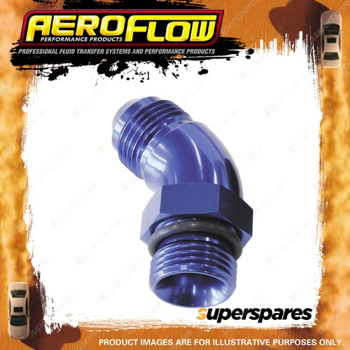 Aeroflow Orb To Male An Full Flow Adapters Blue 45 Degree ORB to AN -3 to -3