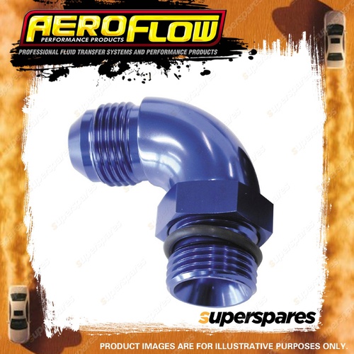 Aeroflow Orb To Male An Full Flow Adapters Blue 90 Degree ORB to AN -10 to -12