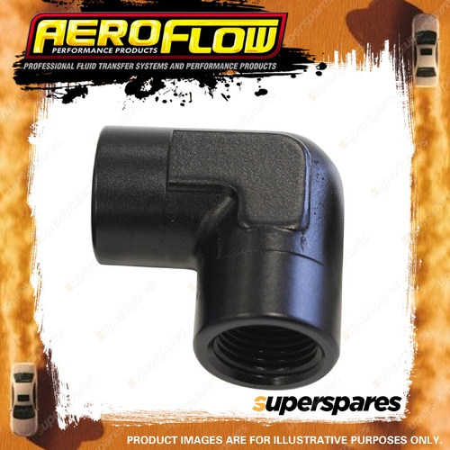 Aeroflow Brand 90 Degree NPT Female Adapter 3/8" Black Finish Hose Fitting