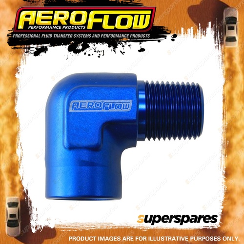 Aeroflow 90 Degree NPT Female To Male NPT Fitting 1/8" Blue Finish