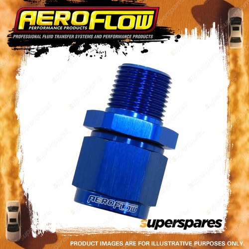 Aeroflow Male NPT To Female AN Straight Nut and Fitting 1/8" To -3AN Blue