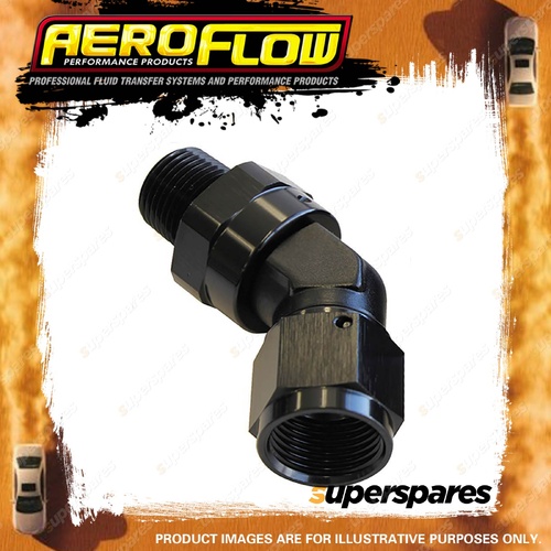 Aeroflow 45 Degree NPT Swivel To Male AN Flare Adapter 1/8" To -3AN Black