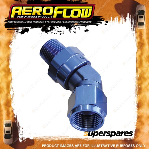 Aeroflow 45 Degree NPT Swivel To Male AN Flare Adapter 1/8" To -4AN Blue