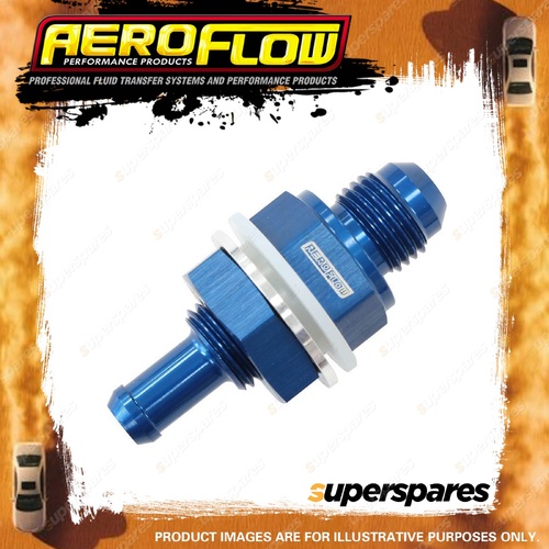 Aeroflow Fuel Cell Bulkhead Fitting -6 AN To 9.52mm 3/8" Barb Blue Finish